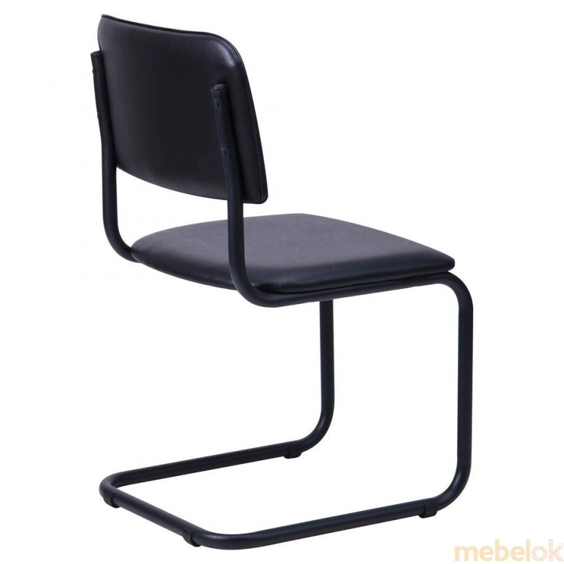 стілець з виглядом в обстановці (Стілець Сільвія чорний Кожзам чорний)