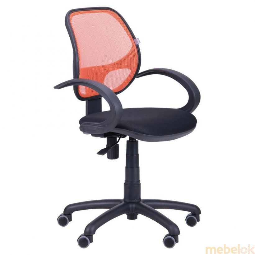 Кресло Байт АМФ-5 сиденье сетка черная - спинка сетка оранжевая