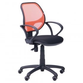 Кресло Байт сиденье сетка черная - спинка сетка оранжевая