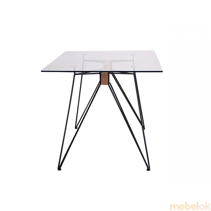 стол с видом в обстановке (Стол обеденный Каттани черный/стекло прозрачное)