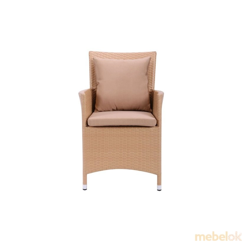 комплект стіл + стілець з виглядом в обстановці (Комплект меблів Samana-6 з ротанга Elit (SC-8849) Sand AM3041 тканина A14203)