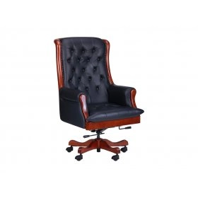 Кресло Линкольн кожа черная (671-B+PVC)