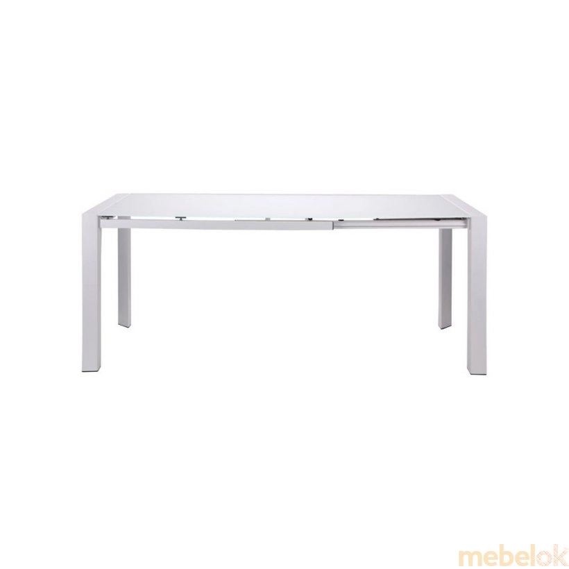 стол с видом в обстановке (Стол обеденный Санторини белый/Стекло белое)