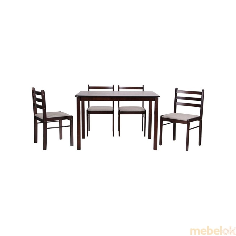 Комплект обідній Брауні стіл і 4 стільці темний шоколад/латте (100246)