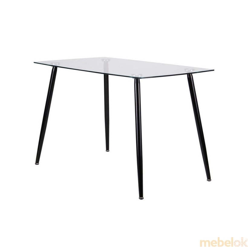 стіл з виглядом в обстановці (Обідній стіл Умберто чорний/скло прозоре)