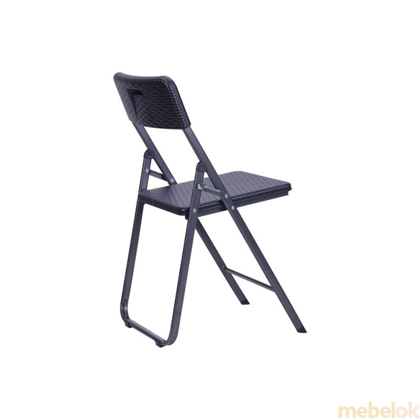 стул с видом в обстановке (Стул складной Морган YC-042 пластик Rattan Black)