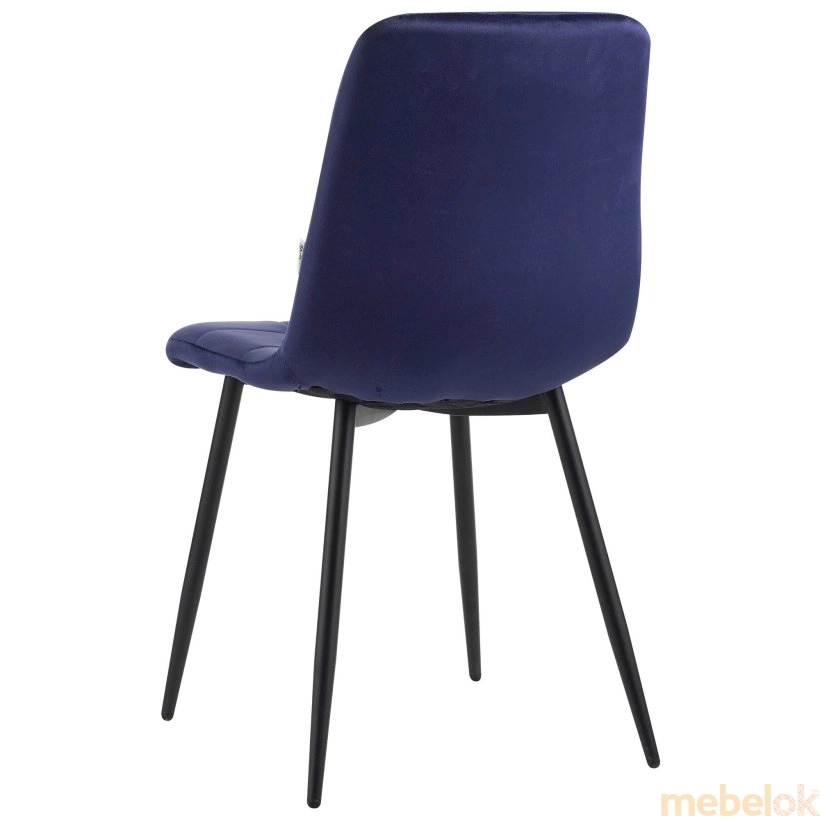 стілець з виглядом в обстановці (Стілець Cherry чорний - вельвет синій)