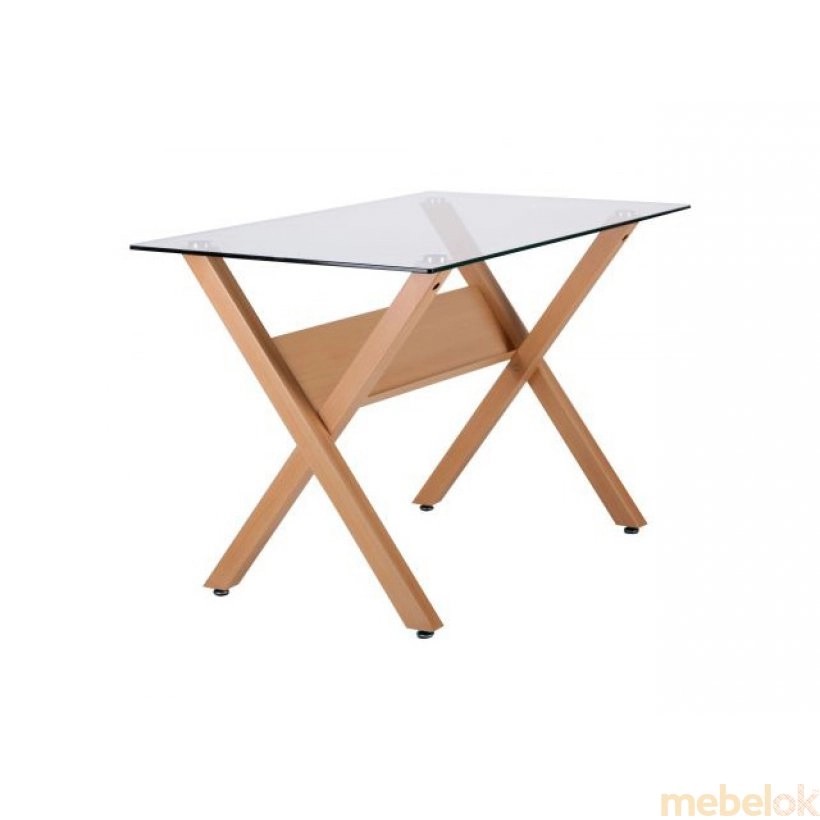стіл з виглядом в обстановці (Стіл обідній Maple бук/скло прозоре)