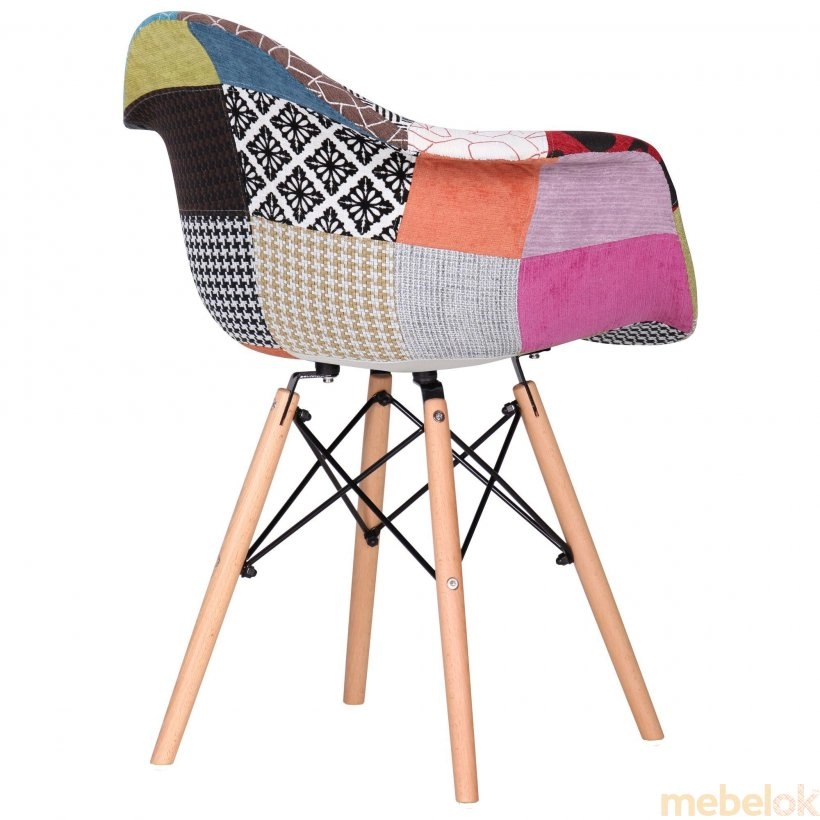 мягкое кресло с видом в обстановке (Кресло Salex New FB Wood Patchwork)
