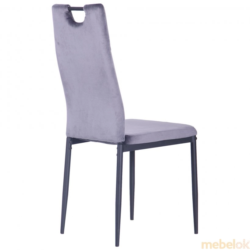 стілець з виглядом в обстановці (Стілець обідній Alabama чорний/велюр сірий)