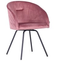 Крісло поворотне Sacramento чорний / велюр рожевий антик