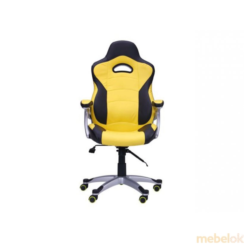 Кресло Форсаж №7 черный/желтые вставки