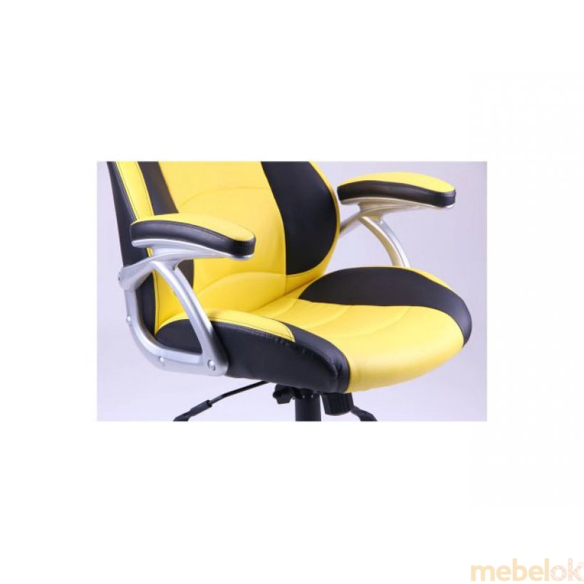 Кресло Форсаж №7 черный/желтые вставки с другого ракурса