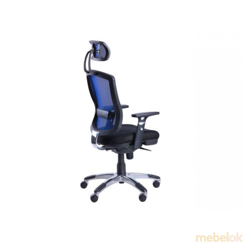 стул с видом в обстановке (Кресло Коннект HR сиденье сетка черная/спинка сетка синяя)