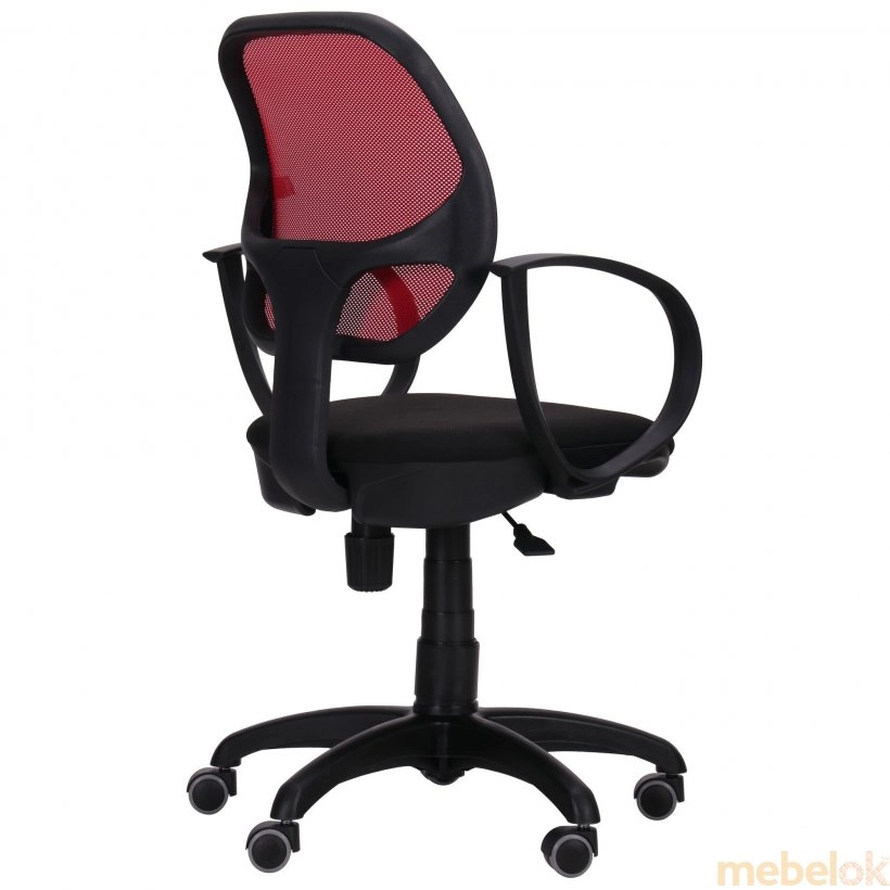 стул с видом в обстановке (Кресло Бит/сиденье Сетка черная/спинка Сетка красная)