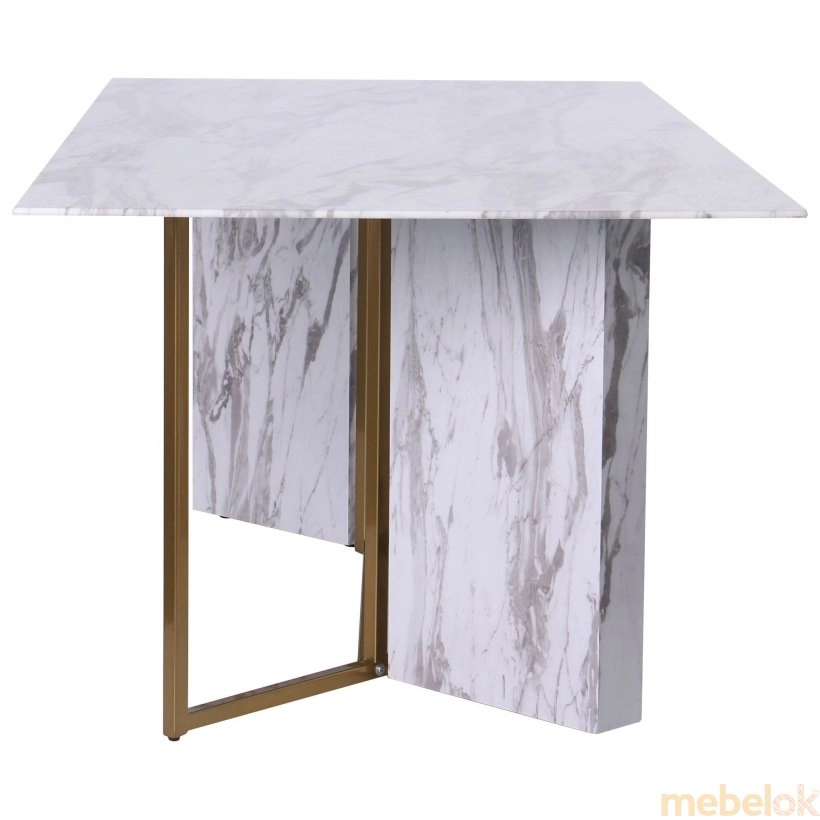 стол с видом в обстановке (Стол Amanda gold/glass Bianco Carrara)