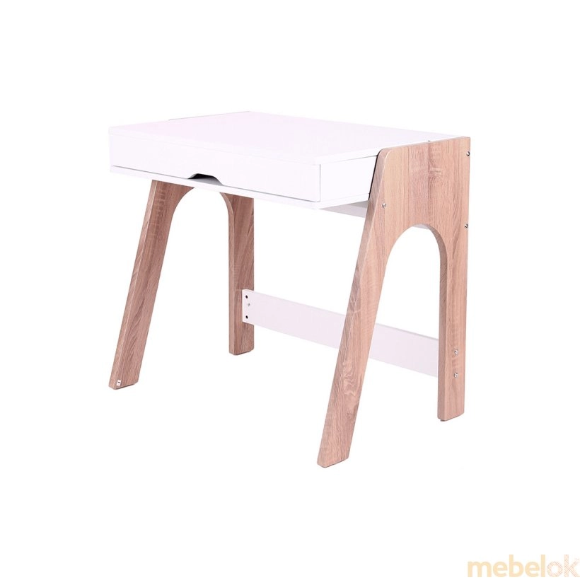 стіл з виглядом в обстановці (Комп'ютерний стіл Esenin білий + горіх світлий / білий)
