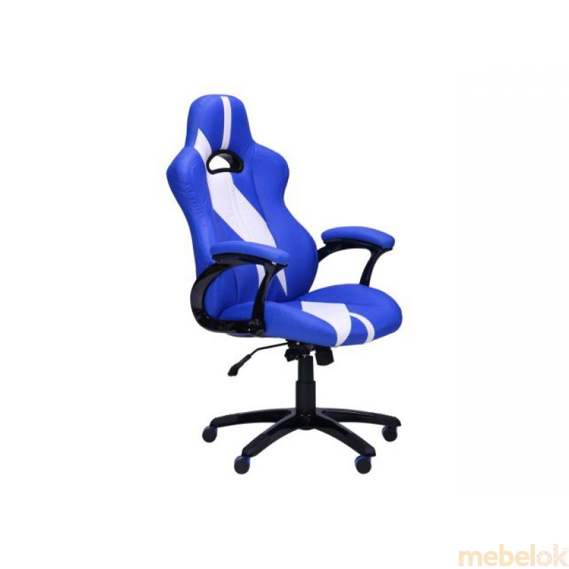 Кресло Форсаж №10 синий/белые вставки