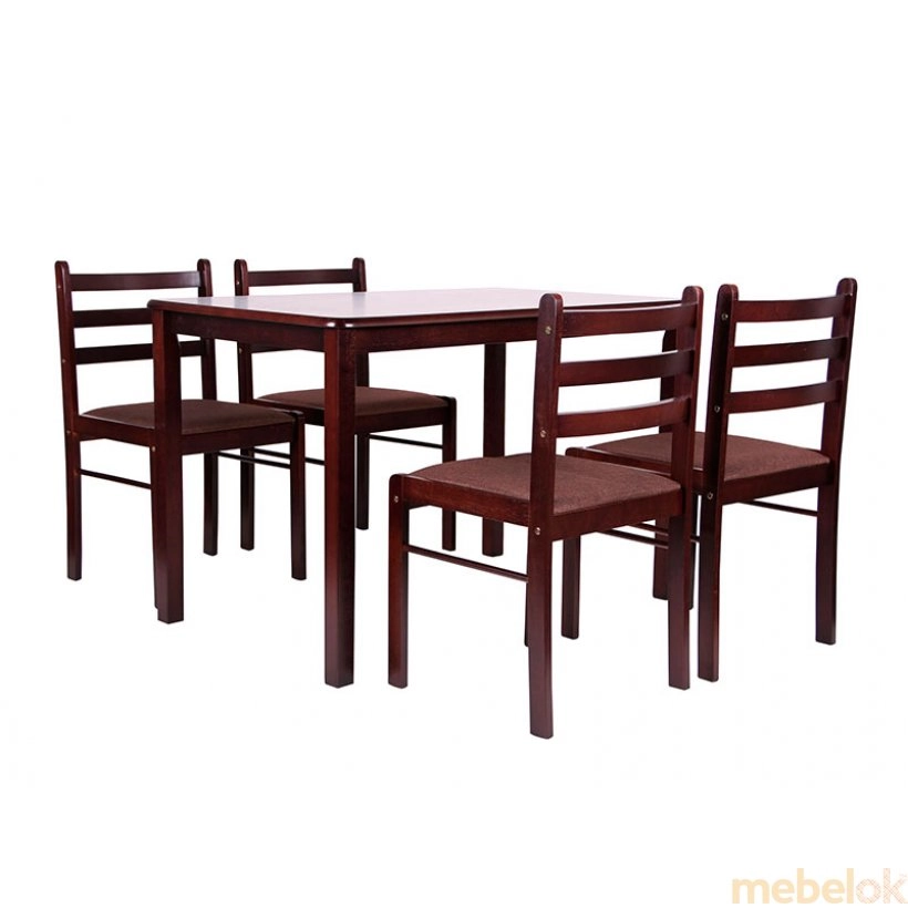 Комплект обеденный Брауни (стол и 4 стула) темный шоколад/капучино от фабрики AMF (АМФ)