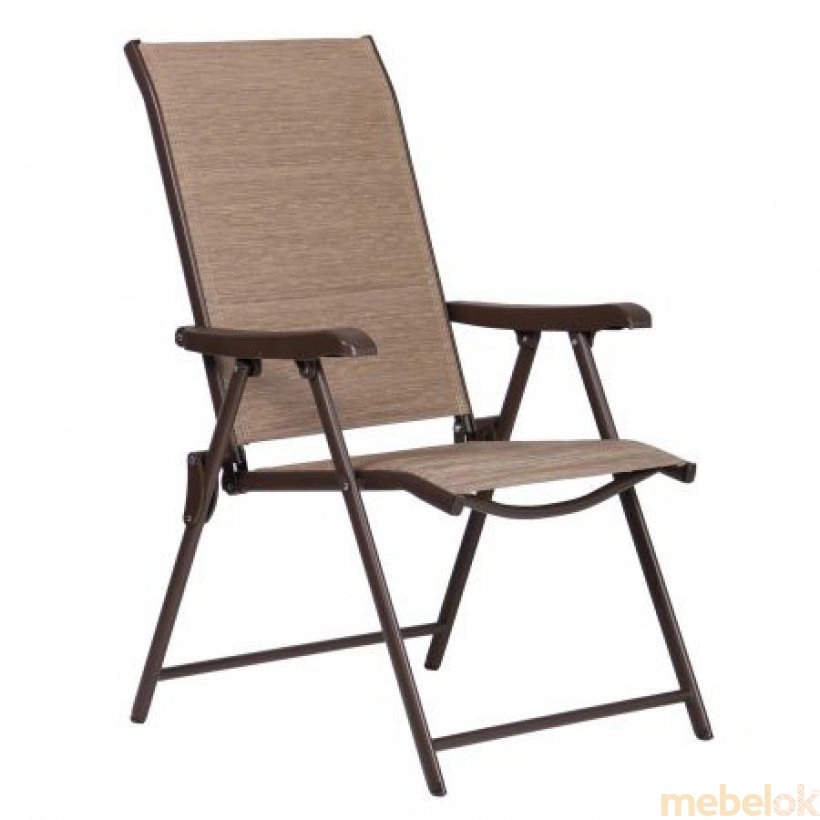 комплект стіл + стілець з виглядом в обстановці (Комплект садових меблів Playa коричневий/бежевий)