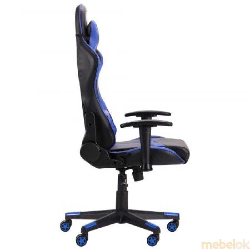 стул с видом в обстановке (Кресло VR Racer Dexter Skyline черный/синий)