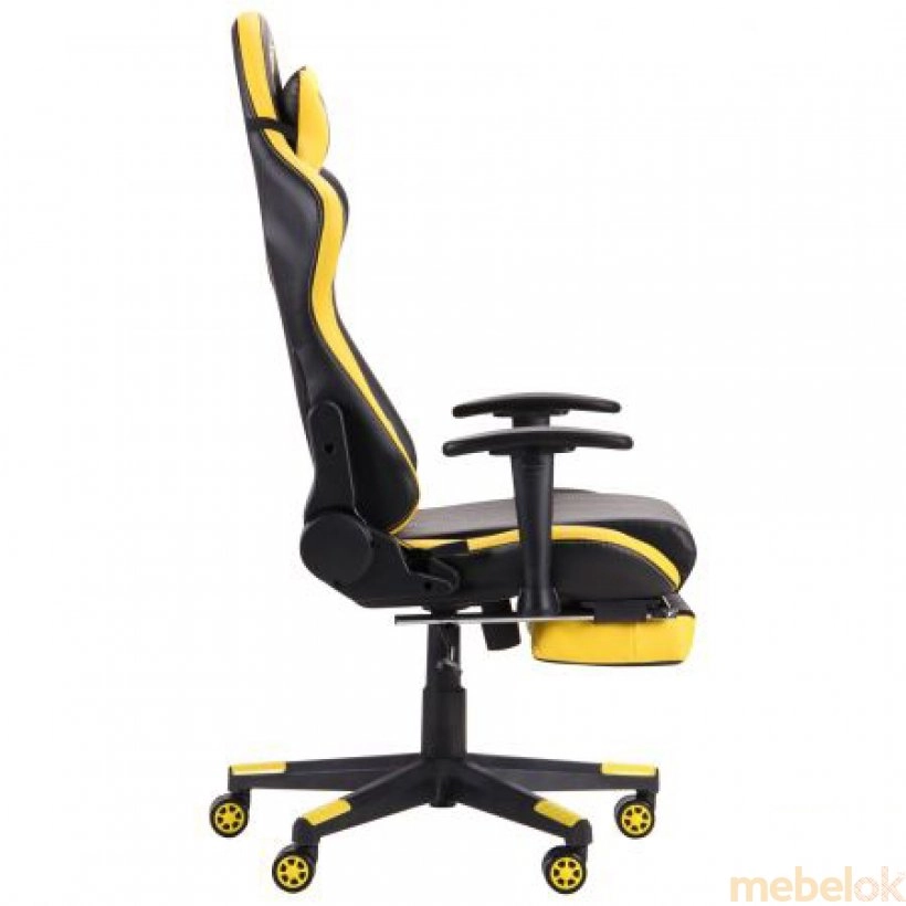 стул с видом в обстановке (Кресло VR Racer Dexter Megatron черный/желтый)