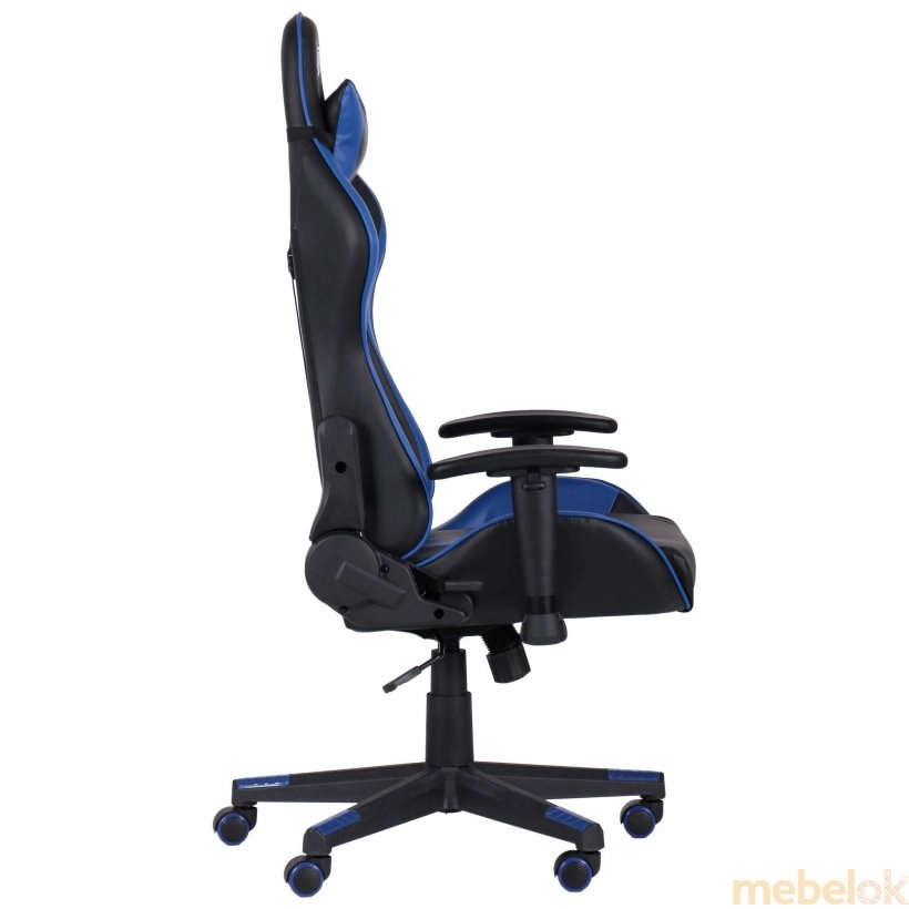 стул с видом в обстановке (Кресло VR Racer Dexter Slag черный/синий)