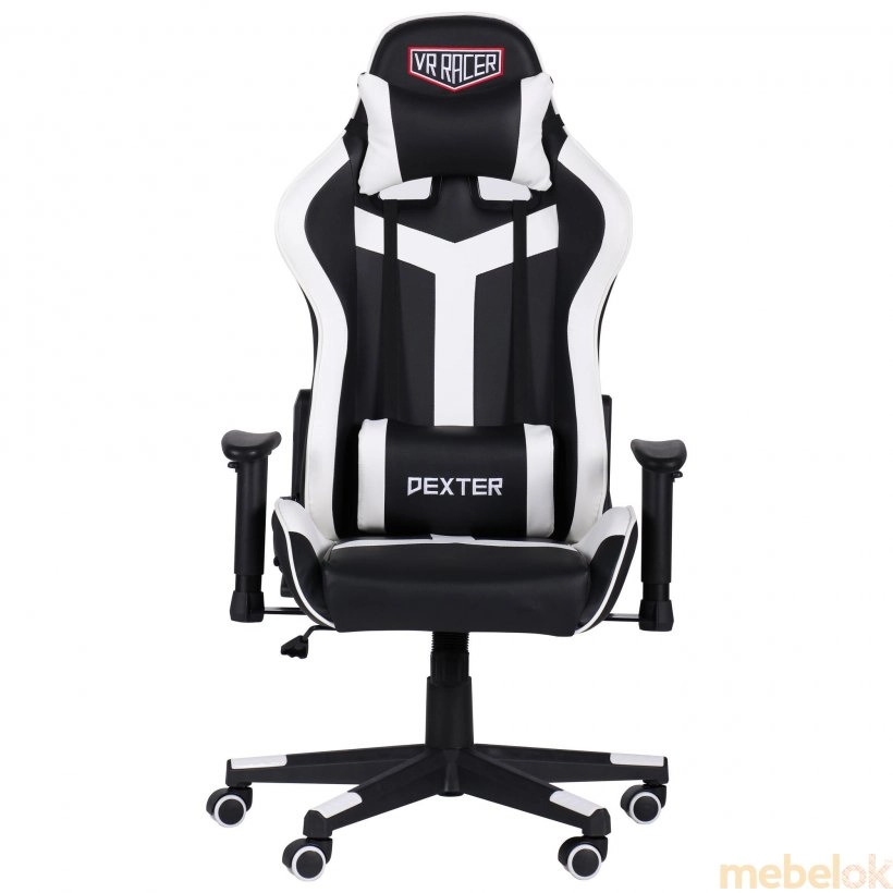 стілець з виглядом в обстановці (Крісло VR Racer Dexter Laser чорний/білий)