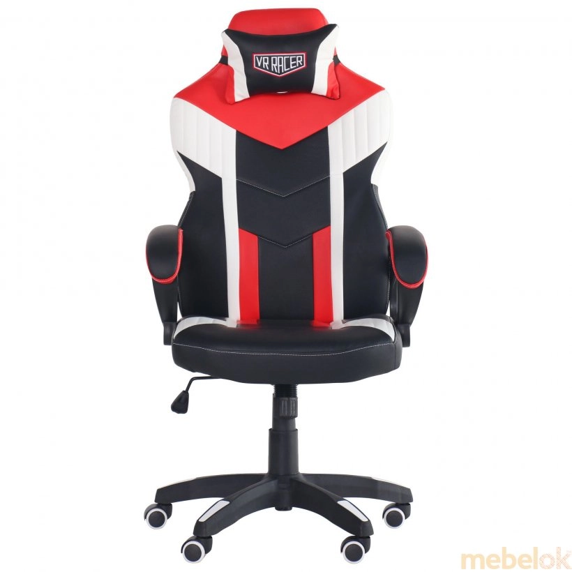 стілець з виглядом в обстановці (Крісло VR Racer Dexter Hook (чорно-червоний))