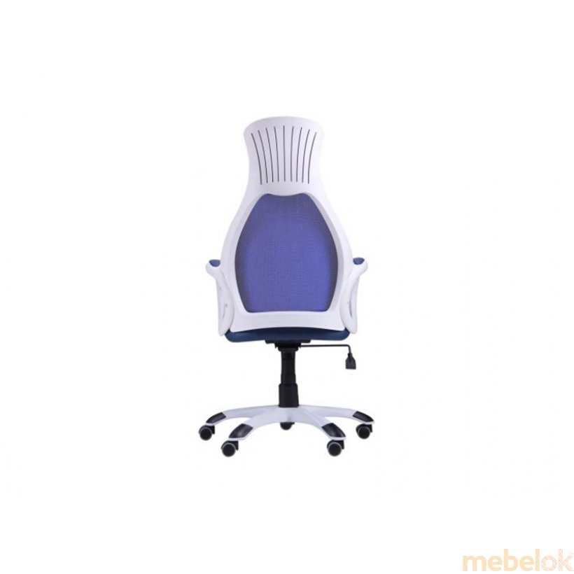 Крісло Cobra білий, сидіння Неаполь N-22/спинка Сітка синя з іншого ракурсу
