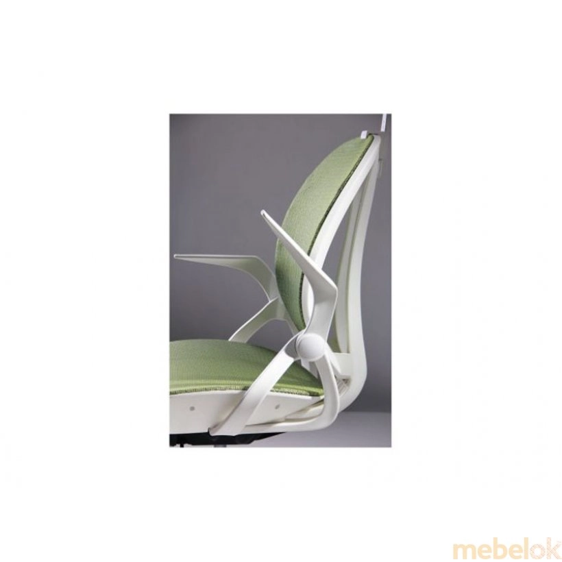 Крісло Lotus HR пластик білий/сітка зелена з іншого ракурсу