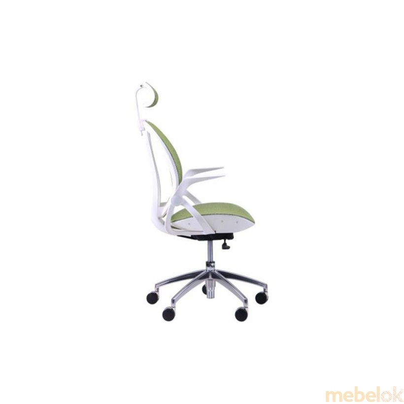 стілець з виглядом в обстановці (Крісло Lotus HR пластик білий/сітка зелена)