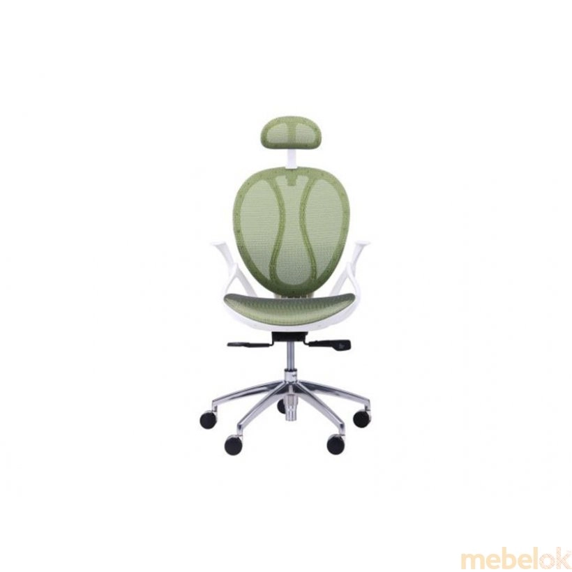 Кресло Lotus HR пластик белый/сетка зеленая