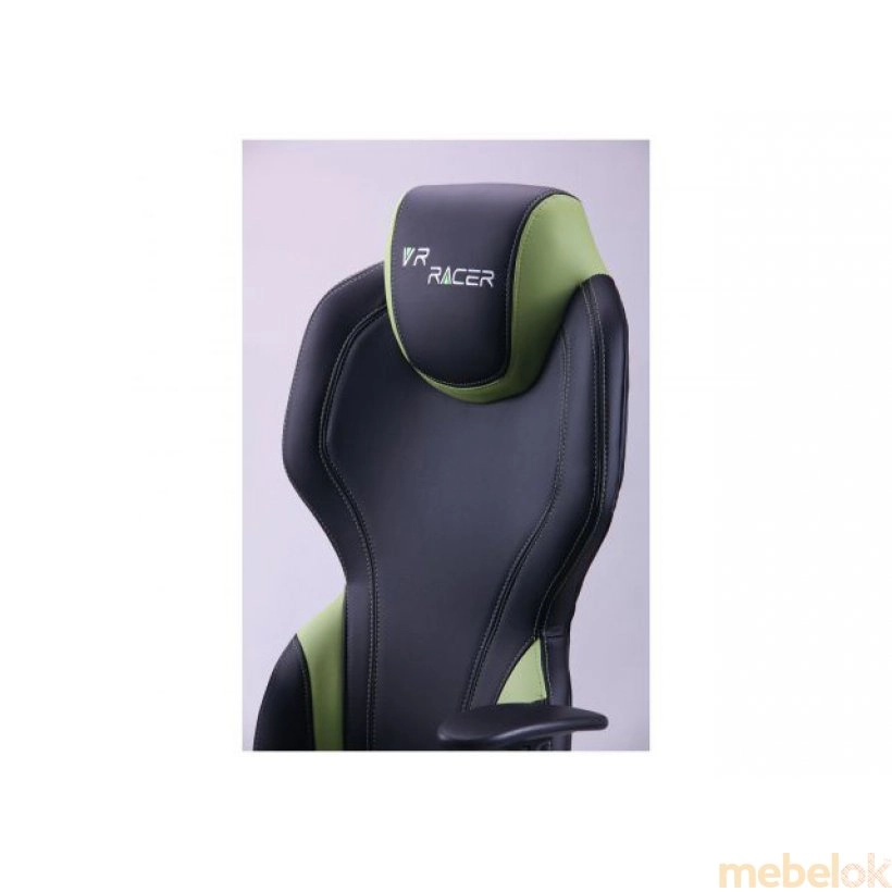(Кресло VR Racer Zeus черный, PU черный/зеленый) AMF (АМФ)