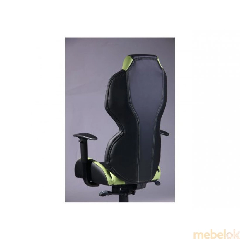 стілець з виглядом в обстановці (Крісло VR Racer Zeus чорний, PU чорний/зелений)