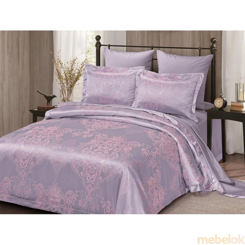 Двуспальное жаккардовое постельное белье Arya Pietra фиолетовое 200х220