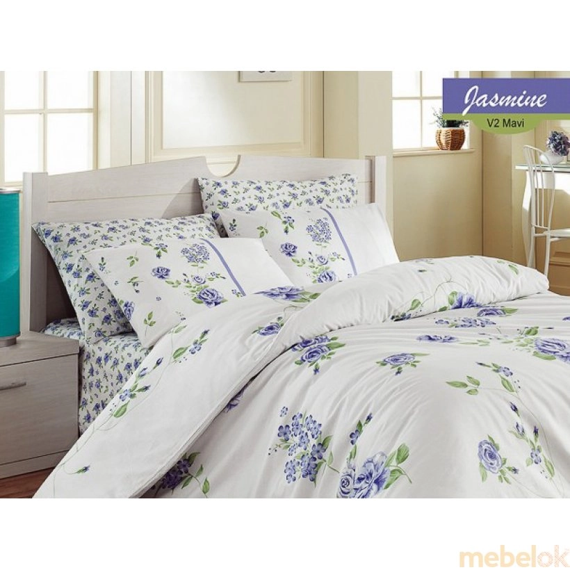 Двуспальный комплект постельного белья Jasmine голубой 200х220