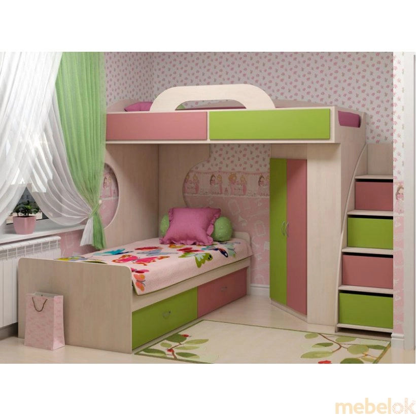Кровать-чердак Dori pink