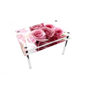 Стол прямоугольный с проходящей полкой Pink Roses Эко