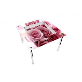 Стол квадратный с полкой Pink Roses Эко