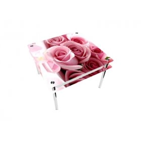 Стол квадратный с проходящей полкой Pink Roses Эко