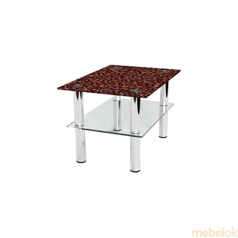 Прямоугольный журнальный стол с полкой Coffee aroma 75х52