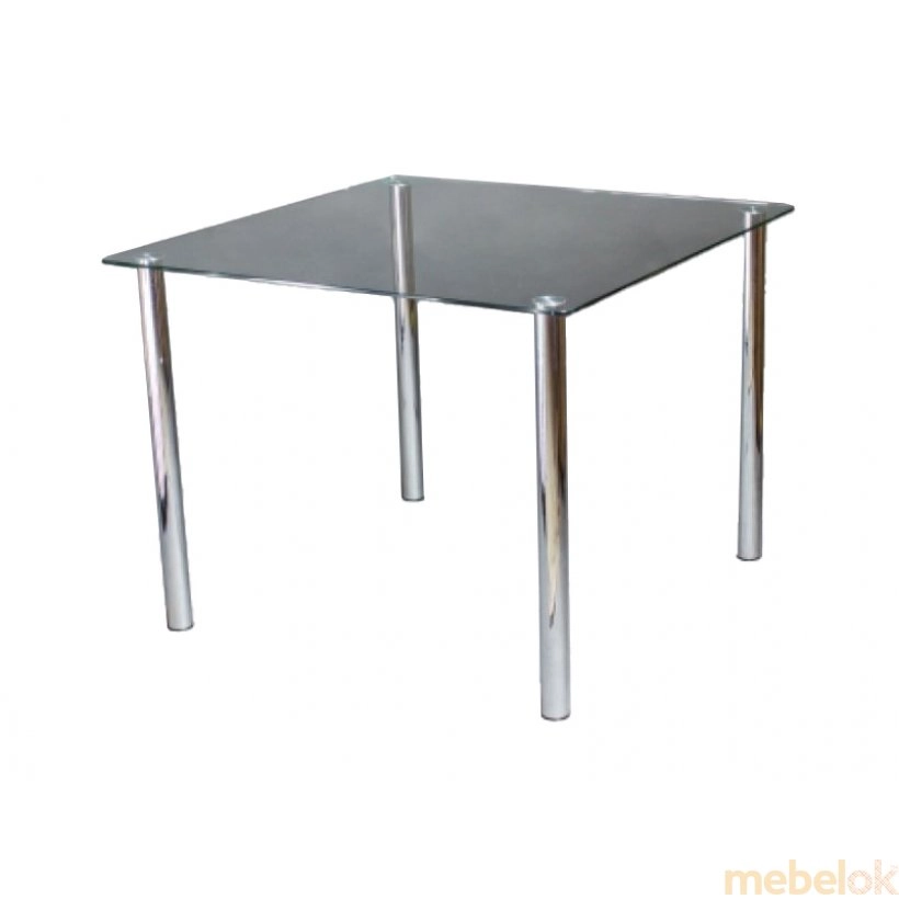 Стеклянный квадратный прозрачный стол 70х70