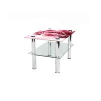 Прямоугольный журнальный стол с полкой Pink Roses 65х45