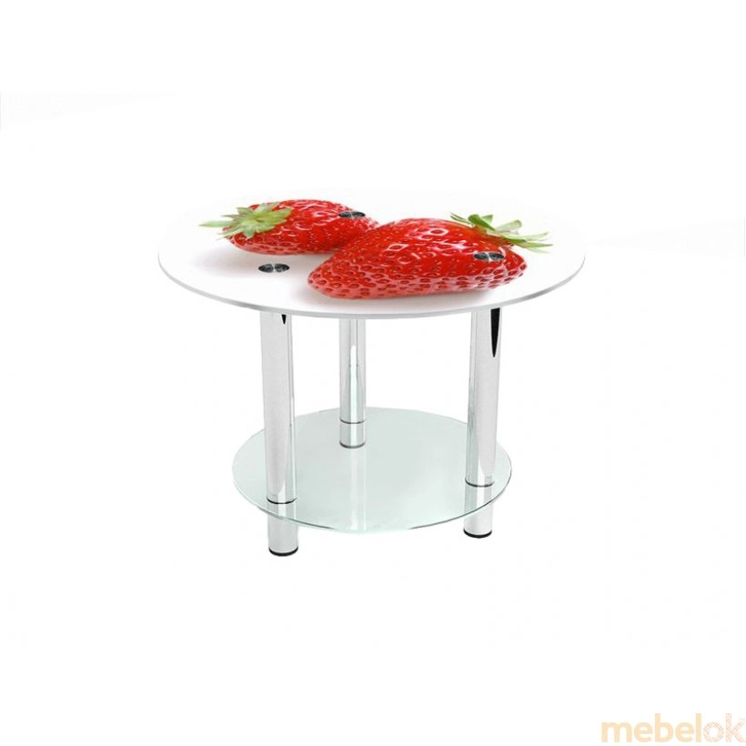 Круглый журнальный стол с полкой Red berry 60х60