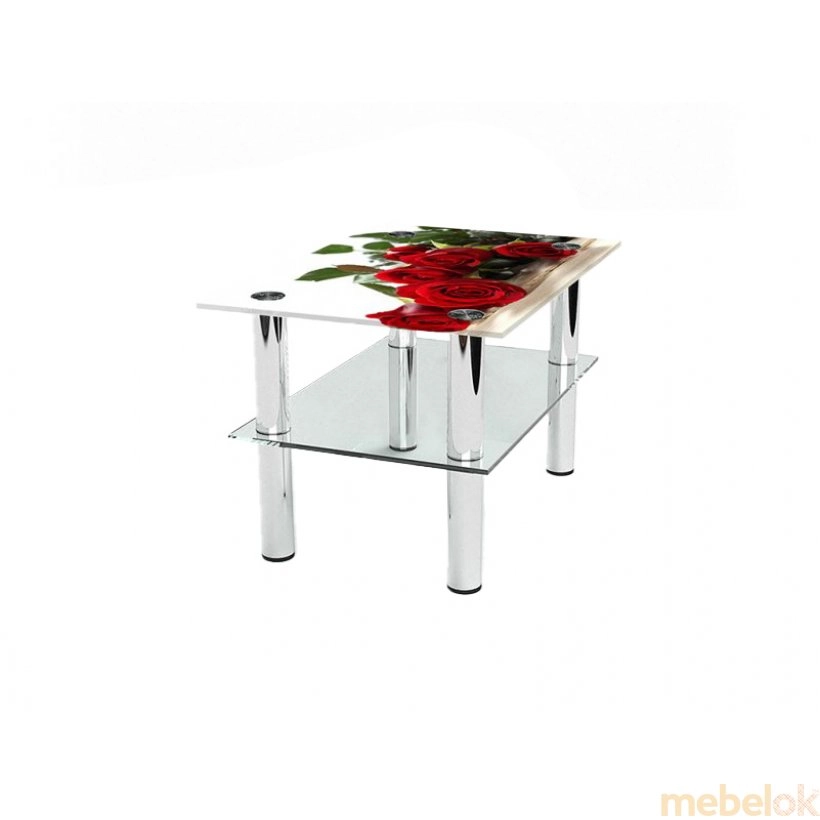 Прямоугольный журнальный стол с полкой Red Roses 95х66