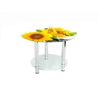 Круглый журнальный стол с полкой Sunflower 60х60