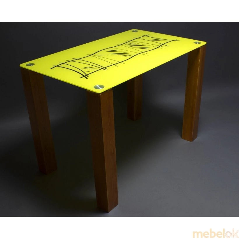 Стеклянный стол Бамбук (ножки из дерева + фон)