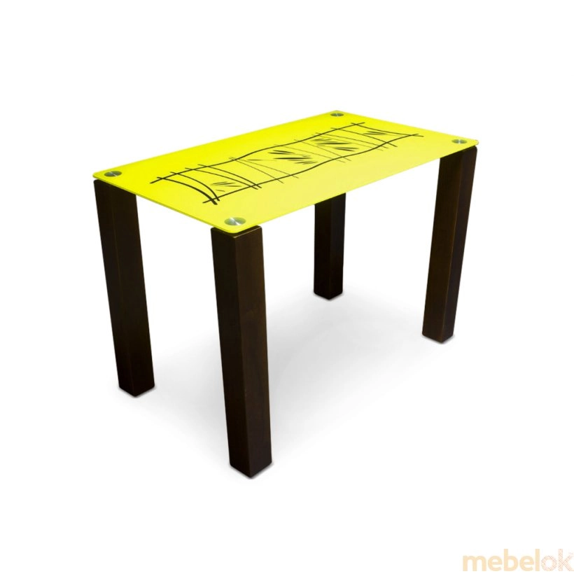Стеклянный стол Бамбук (ножки из дерева)