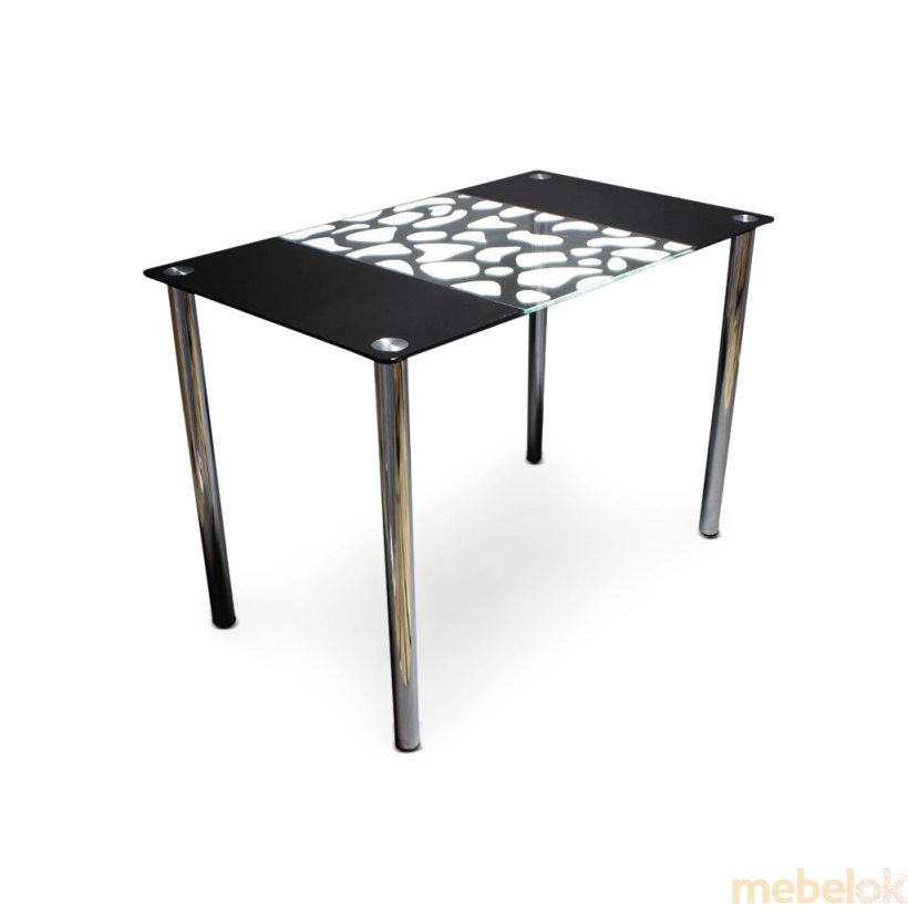Стеклянный обеденный стол Долматинец с металлическими ножками